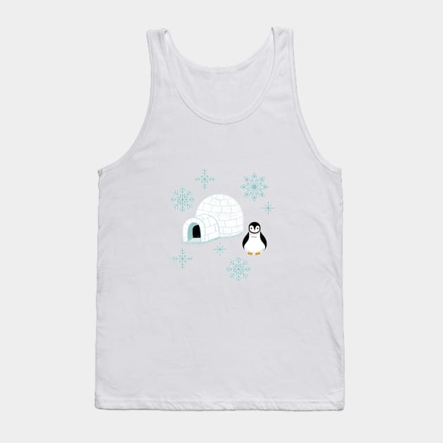 Penguins + Snowflakes Tank Top by latheandquill